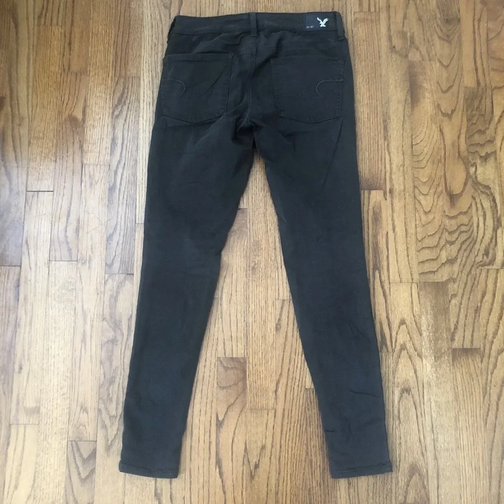 American Eagle Super Stretch Jegging AEO Sateen Dark Grey Green Women’s Sz. 4 R